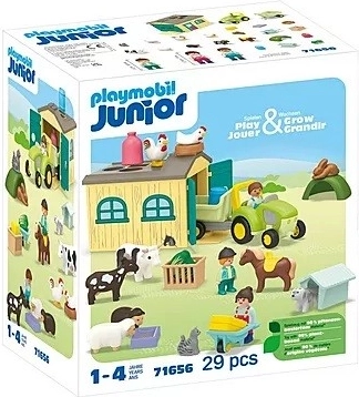 PLAYMOBIL Junior Bauernhof mit Traktor, Anhänger und Tieren