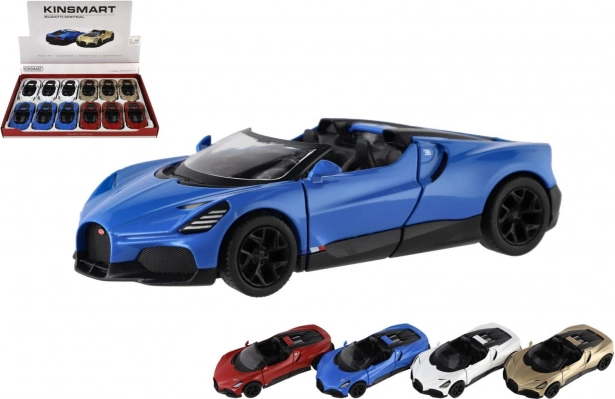 metalen automodel Kinsmart Bugatti Mistral 13 cm met terugtrekmechanisme en openslaande deuren