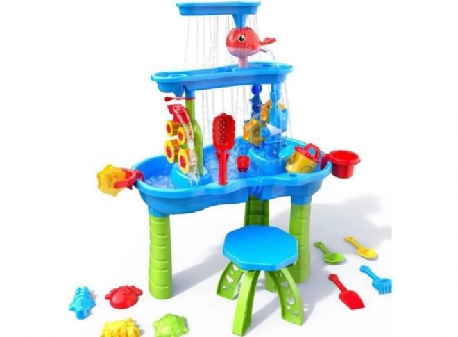 Woopie Kinderspiel-Wassertisch XL für Wasser- und Sandspiel mit 37 Teilen