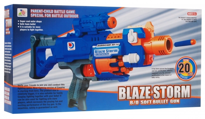 Fusil rapide pour enfants 8+ Blaze Storm 20 longues balles en mousse + cible + fiole
