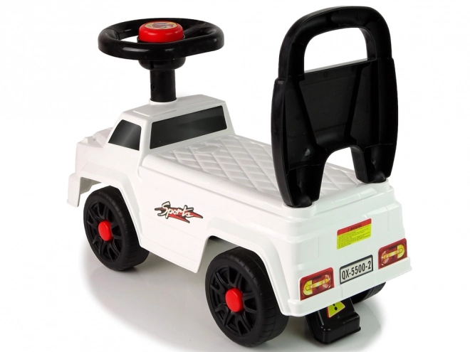 Kinderrutschauto mit Rückenlehne und Hupe weiß