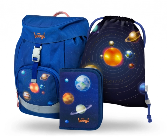BAAGL SET 3 Airy Planety: boekentas, etui, zak