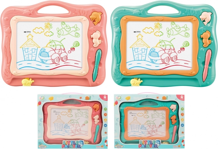 Magnetische Zeichentafel für Kinder mit Stift und Stempeln