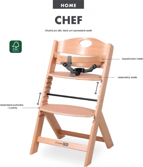 FreeOn Houten Kinderstoel Chef Natur