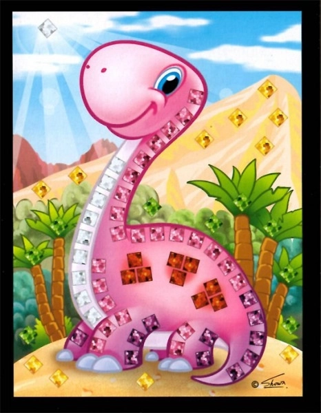 Mozaïek afbeelding mini glitter dinosaurus 10x12cm mix soorten