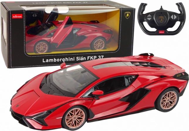 Auto R/C Lamborghini Sian FKP 37 Rastar 1:14 rood met afstandsbediening