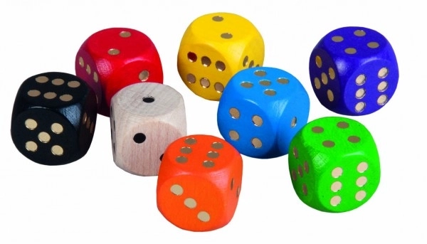 Gekleurde houten dobbelstenen gezelschapsspel 16mm 150 stuks in plastic doos 10x14cm