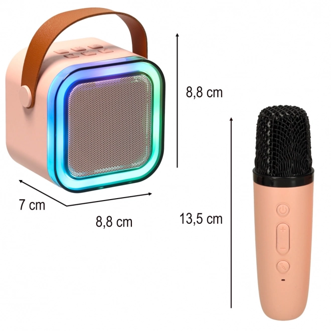 Ensemble karaoké 2 microphones + haut-parleur portable BLUETOOTH USB LED rose