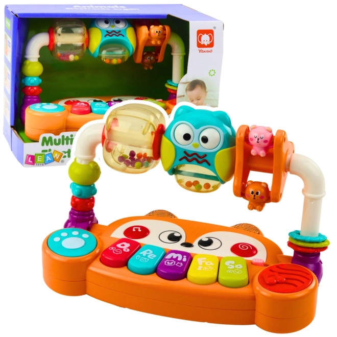 Interactive Educational Piano with Rattles Owl Orange