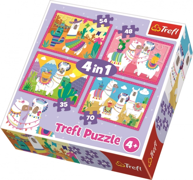 Puzzel Vrolijke lama’s 4-in-1 TREFL (35, 48, 54 en 70 stukjes)