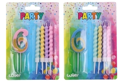 Feest kaars nummer 6 en 4 stuks kaarsen