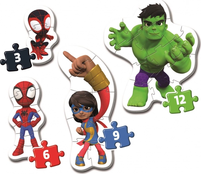CLEMENTONI Mes premiers puzzles Spidey et ses amis incroyables 4-en-1 (3,6,9,12 pièces)
