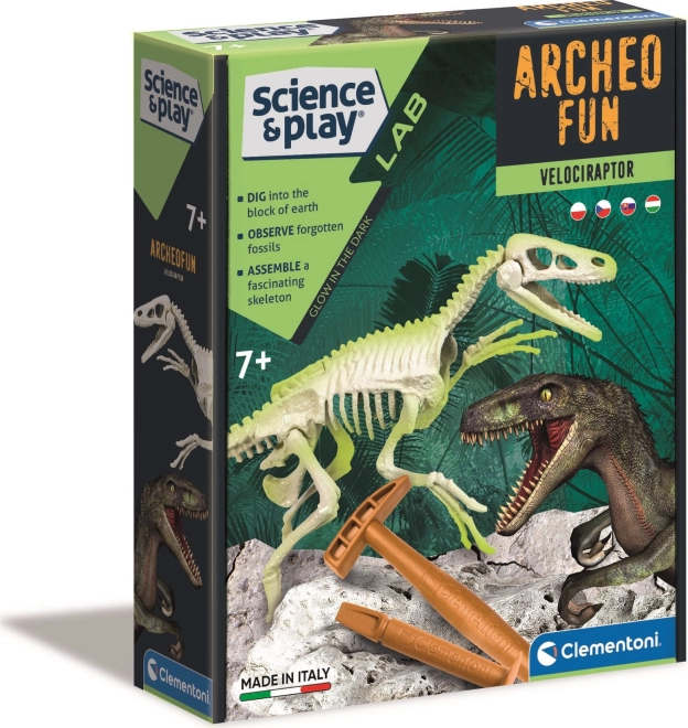 Clementoni Science & Play ArcheoFun : squelette lumineux de vélociraptor