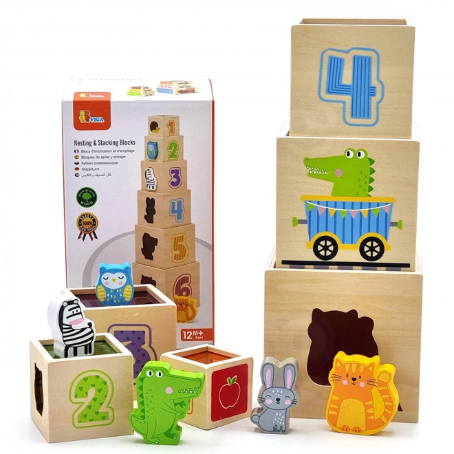 pyramide et blocs de construction en bois Montessori Viga