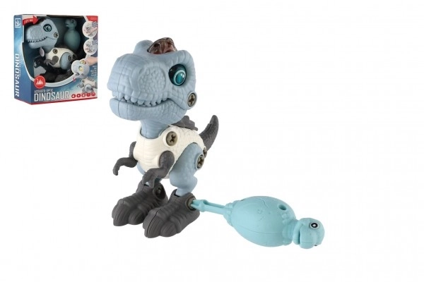 Dinosaurus schroeven plastic 12cm met schroevendraaier op batterijen met licht en geluid in doos 15x16x7cm