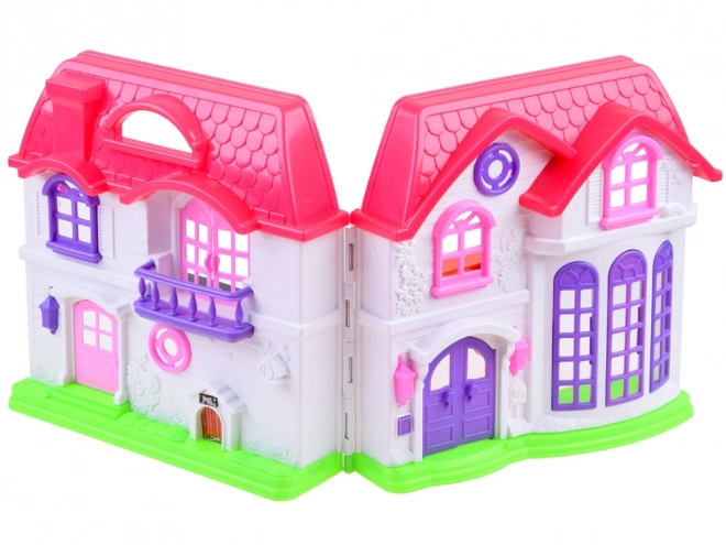 Opvouwbaar familiehuis met meubels en poppen