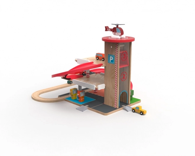 Houten garage met treinset voor kinderen