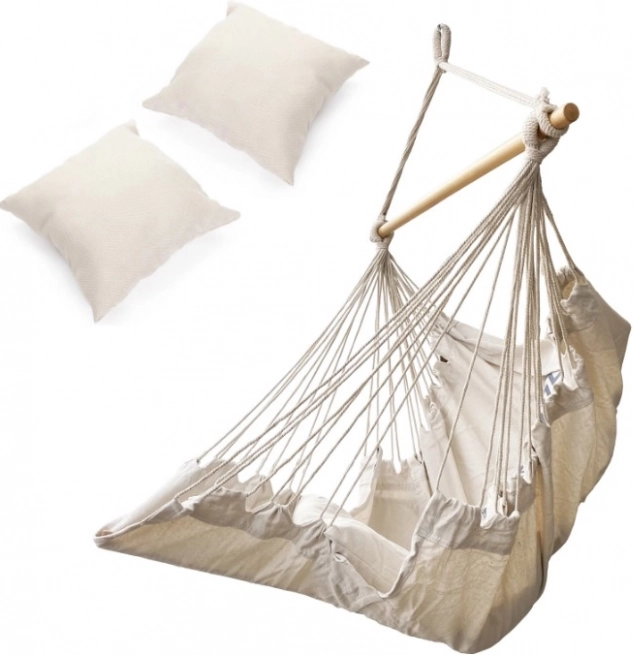 Brazilian Hanging Chair with Footrest 130 cm Beige