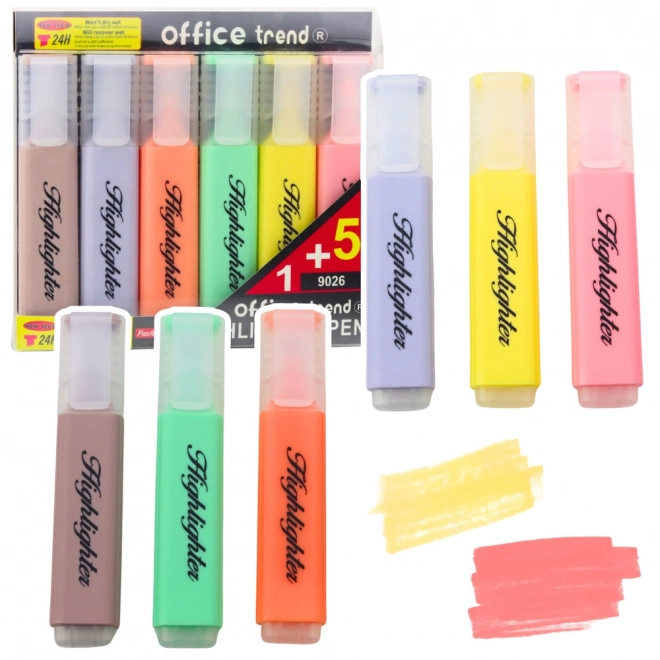 Set markeerstiften Pastelkleuren 6 stuks