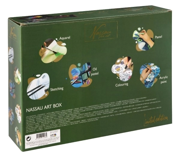 Schilderkit - Art box creatieve set 103 stuks in houten koffer in doos 39x27x9cm