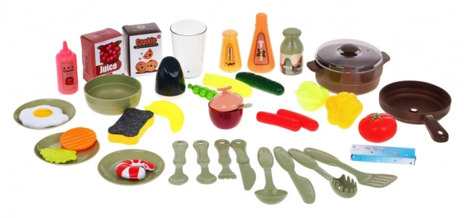 Moderne kinderkeuken met stromend water en 42 accessoires