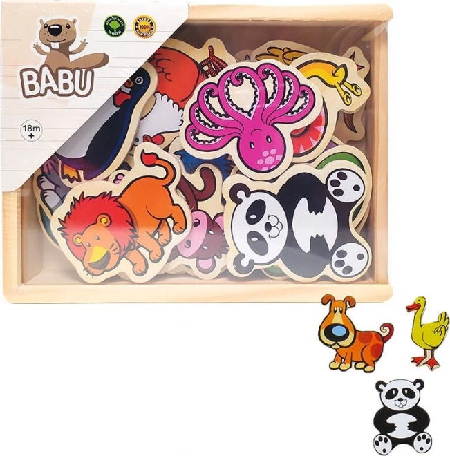 Colorful Wooden Animal Magnets - Set of 20 pcs