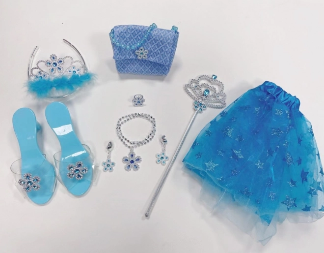 Blauwe prinsessenset – rokje, schoentjes en handtasje