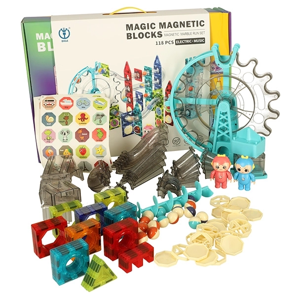 Magnetische bouwset knikkerbaan met muziek 118 stuks