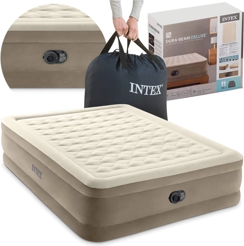 Opblaasbaar velours bed met ingebouwde pomp Intex 203 × 152 × 46 cm