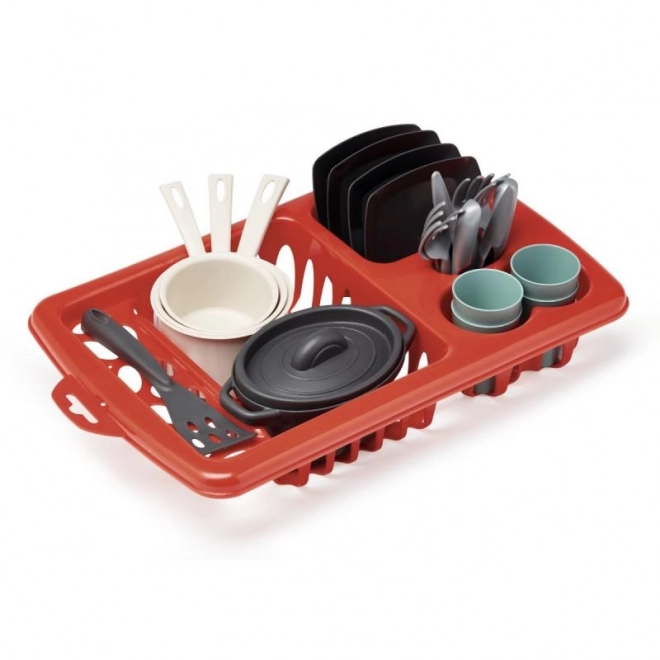 Grote set servies met afdruiprek