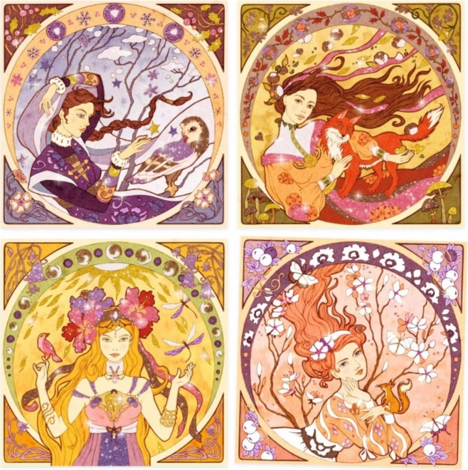 Glitter Sand Art - Illustrations Inspired by Alphonse Mucha