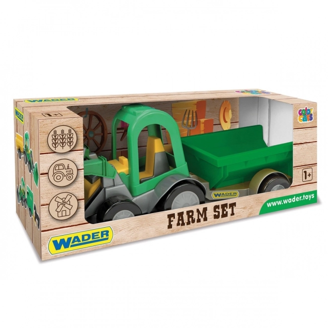 Tracteur avec chargeur et remorque Wader