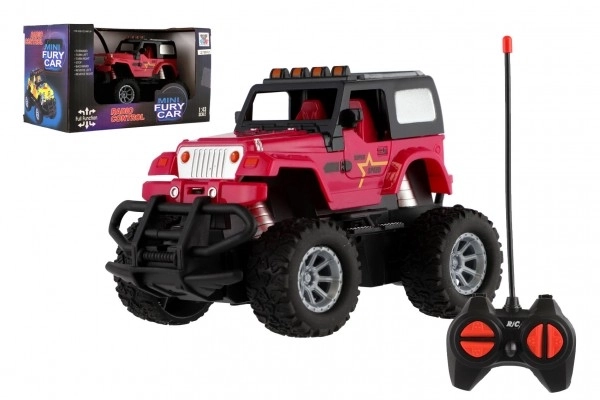 RC-Geländewagen 14cm aus Kunststoff 27MHz batteriebetrieben mit Licht in Box 20x11x10cm – Rosa