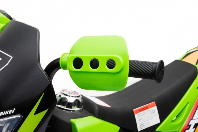 Kinder Elektro-Cross-Motorrad mit Akku – grün, mit Stützrädern und LED-Lichtern