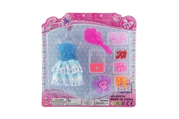 Jurken/kleding voor poppen met accessoires 3 soorten op kaart 24x24x3cm