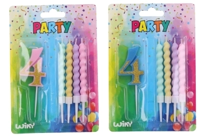 Feestkaars nummer 4 met 4 kaarsen