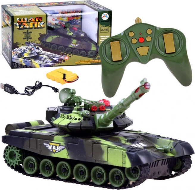 RC-tank 2,4 GHz met draaibare koepel en lichteffecten – Groen