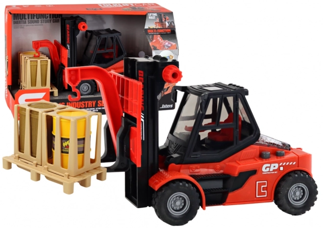 Heftruck 1:16 Bewegende vorken Geluiden Lichten Rode kleur