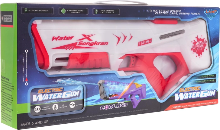 Elektrisch waterpistool met licht 2-in-1 – Rood