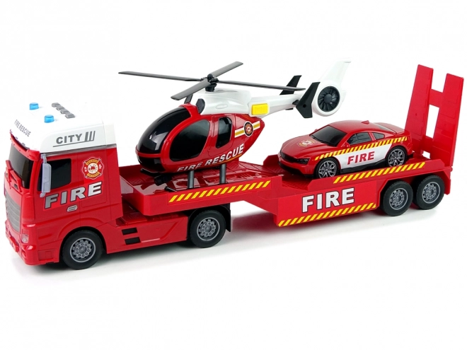 Brandweerset Vrachtwagen Vrachtwagen Helikopter Geluid Licht Rood