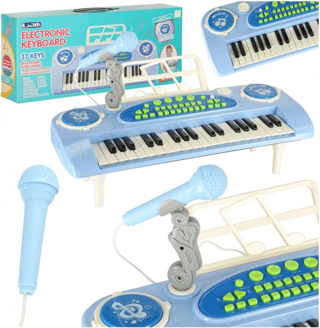 Interactief kindertoetsenbord met microfoon - blauw