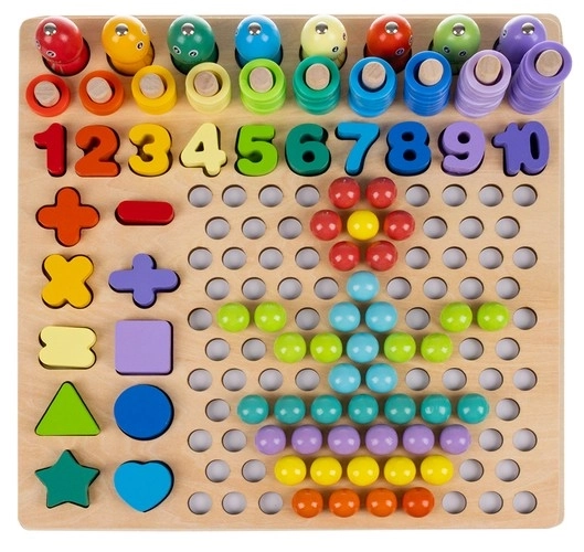Houten mozaïek puzzel met balletjes