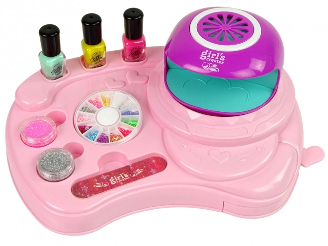 Kinderset zur Nagelverzierung mit Glitzer und Lampe