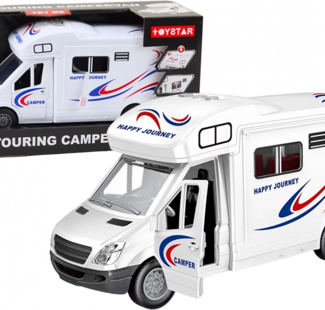 Caravane blanche avec sons et lumières