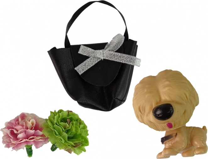 Adorable petit chien et décorations fleuries