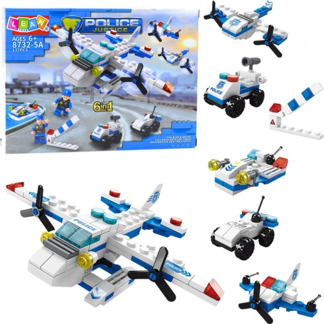 Police helicopter and vehicles building kit 6-in-1, 137 pieces