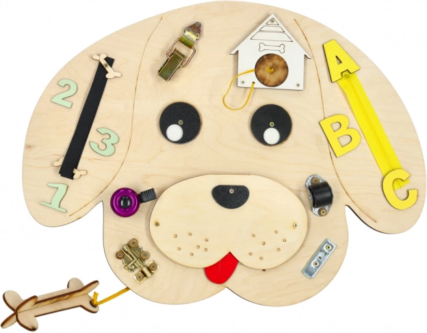 wooden activity board dog 49 × 37 cm