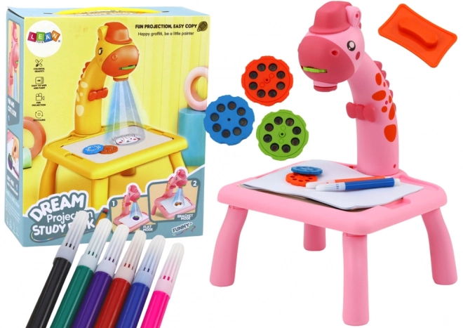 Tableau de dessin projecteur girafe rose