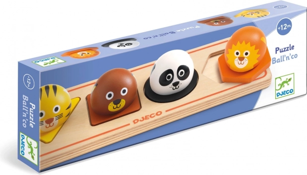 DJECO Puzzle en bois Ball'n'Co 4 pièces