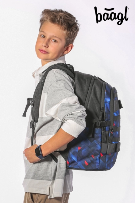 BAAGL Set Rucksack, Federmäppchen und Sporttasche Skate Indigo